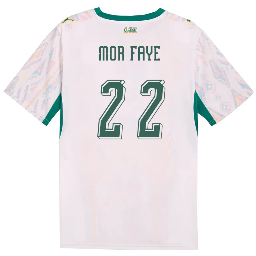 Danxen Mujer Camiseta Senegal Mame Mor Faye #22 Blanco Verde Amarillo 1ª Equipación 26-28 La Camisa