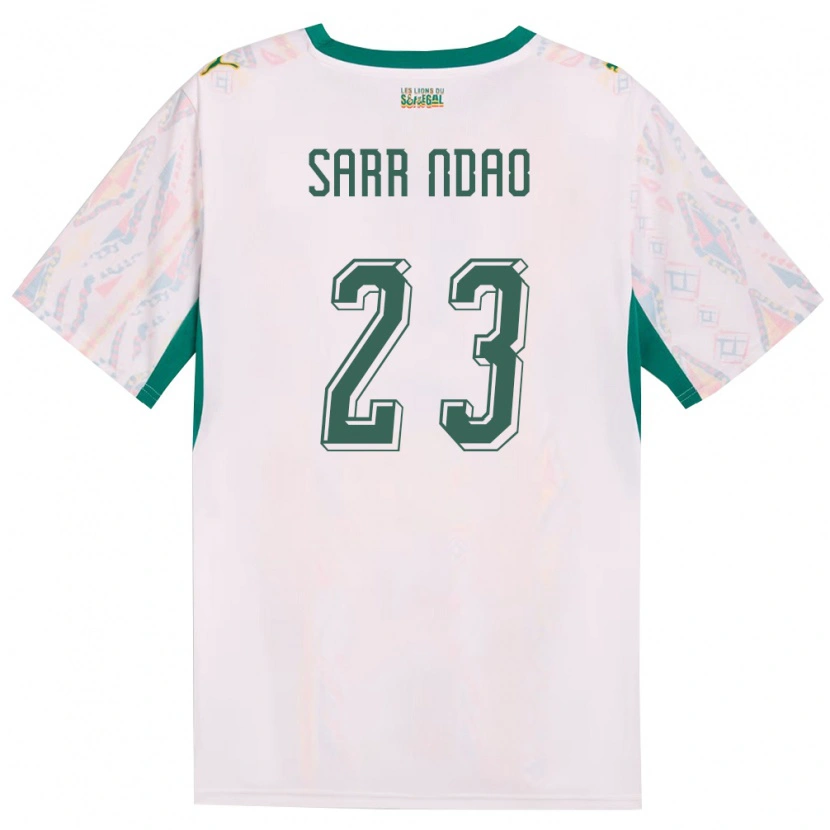 Danxen Mujer Camiseta Senegal Alioune Sarr Ndao #23 Blanco Verde Amarillo 1ª Equipación 26-28 La Camisa