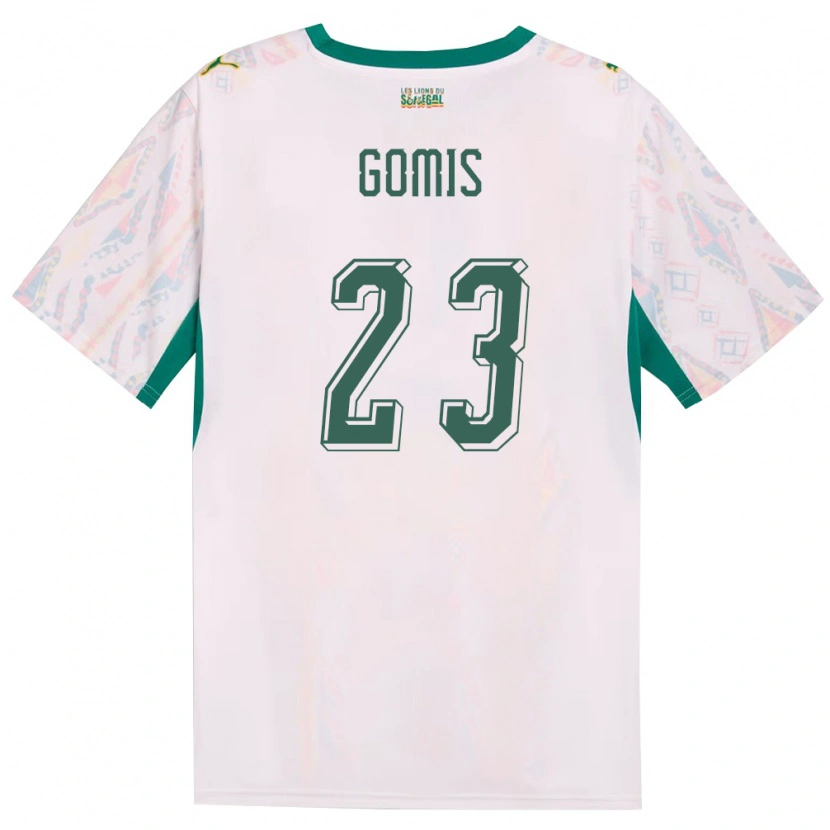 Danxen Mujer Camiseta Senegal Alfred Gomis #23 Blanco Verde Amarillo 1ª Equipación 26-28 La Camisa