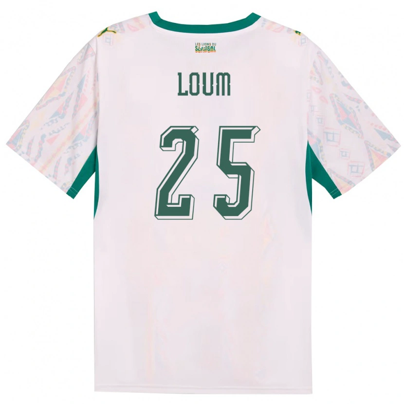Danxen Mujer Camiseta Senegal Mamadou Loum #25 Blanco Verde Amarillo 1ª Equipación 26-28 La Camisa