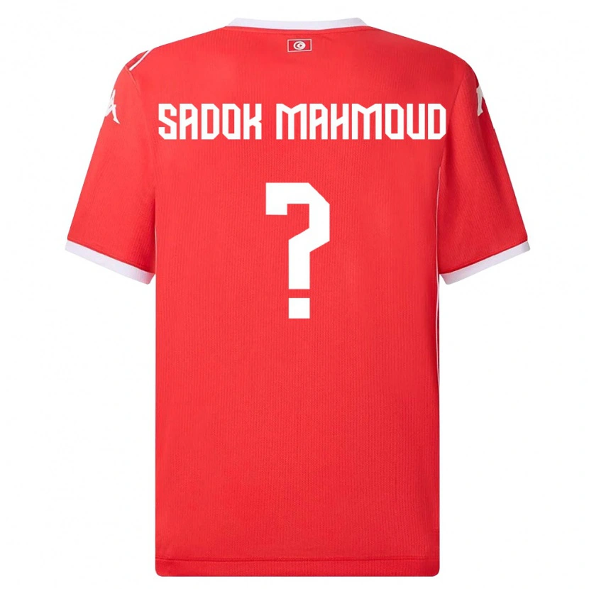 Danxen Mujer Camiseta Túnez Mohamed Sadok Mahmoud #0 Rojo Blanco 1ª Equipación 26-28 La Camisa