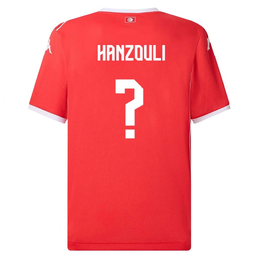 Danxen Mujer Camiseta Túnez Oussema Hanzouli #0 Rojo Blanco 1ª Equipación 26-28 La Camisa