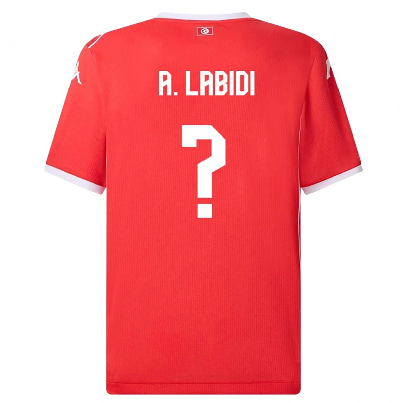 Danxen Mujer Camiseta Túnez Ahmed Labidi #0 Rojo Blanco 1ª Equipación 26-28 La Camisa