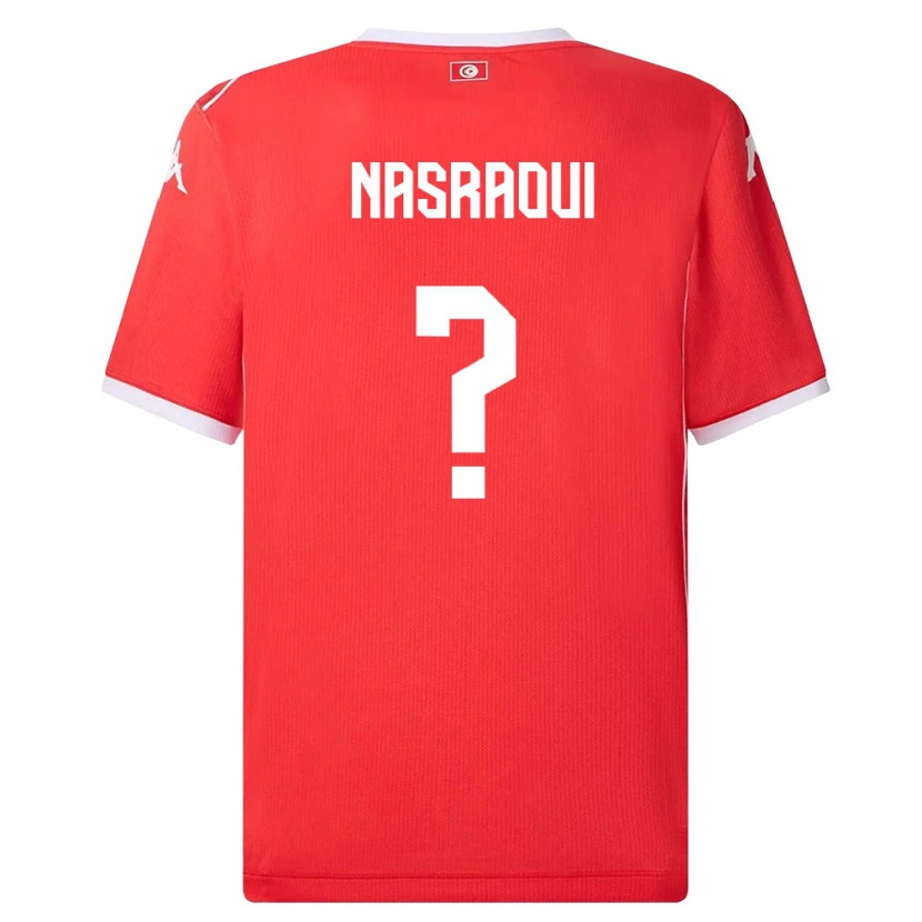 Danxen Mujer Camiseta Túnez Mohamed Nasraoui #0 Rojo Blanco 1ª Equipación 26-28 La Camisa