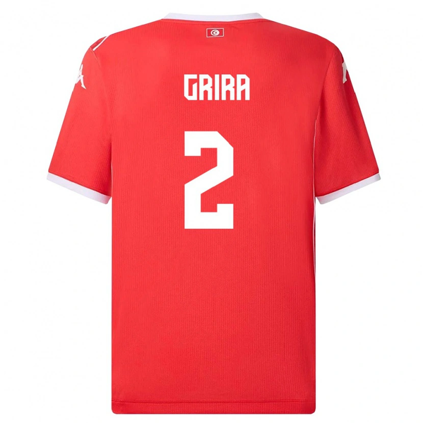 Danxen Mujer Camiseta Túnez Ayoub Grira #2 Rojo Blanco 1ª Equipación 26-28 La Camisa