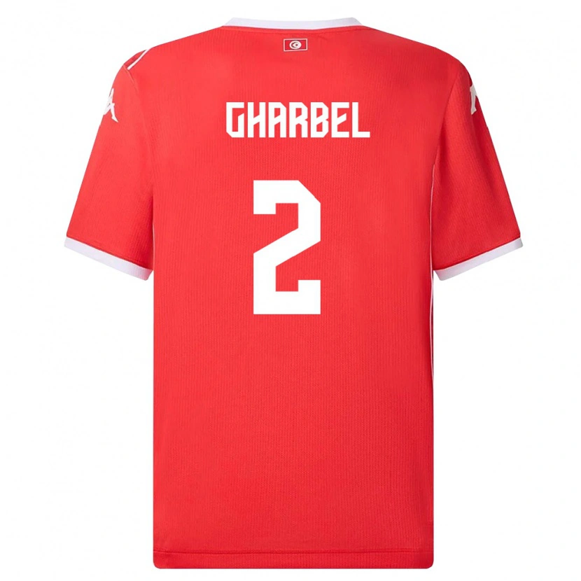 Danxen Mujer Camiseta Túnez Mahmoud Gharbel #2 Rojo Blanco 1ª Equipación 26-28 La Camisa