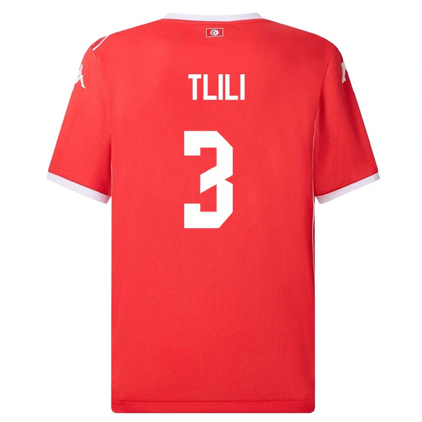 Danxen Mujer Camiseta Túnez Mehdi Tlili #3 Rojo Blanco 1ª Equipación 26-28 La Camisa