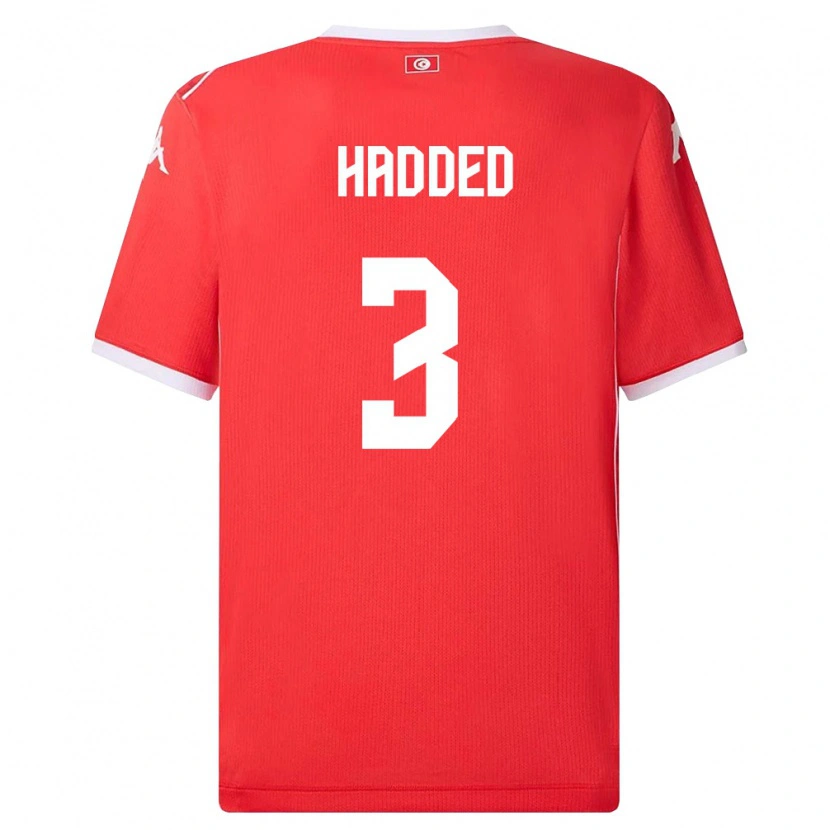 Danxen Mujer Camiseta Túnez Rayen Hadded #3 Rojo Blanco 1ª Equipación 26-28 La Camisa