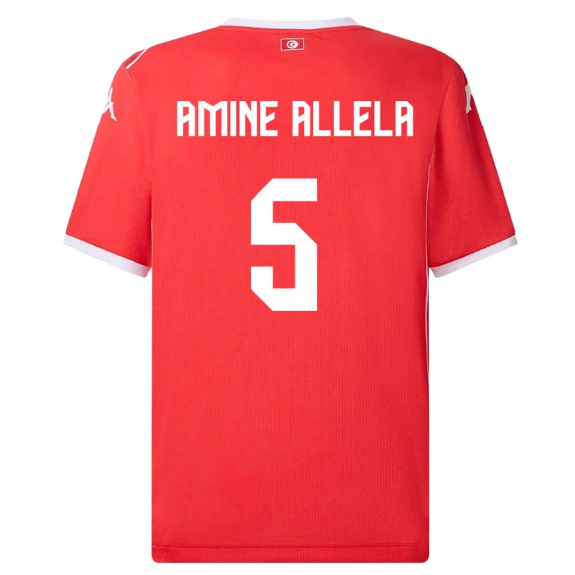 Danxen Mujer Camiseta Túnez Mohamed Amine Allela #5 Rojo Blanco 1ª Equipación 26-28 La Camisa