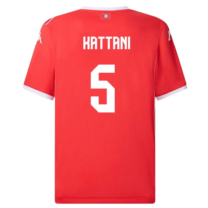 Danxen Mujer Camiseta Túnez Ayoub Kattani #5 Rojo Blanco 1ª Equipación 26-28 La Camisa