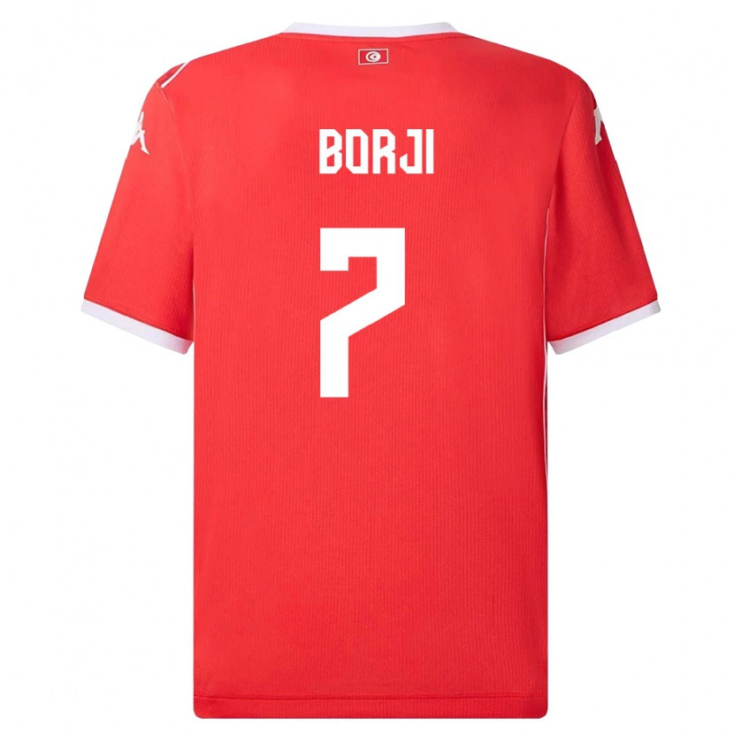 Danxen Mujer Camiseta Túnez Adem Borji #7 Rojo Blanco 1ª Equipación 26-28 La Camisa