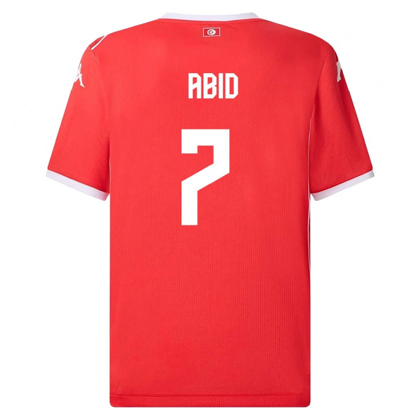 Danxen Mujer Camiseta Túnez Aziz Abid #7 Rojo Blanco 1ª Equipación 26-28 La Camisa