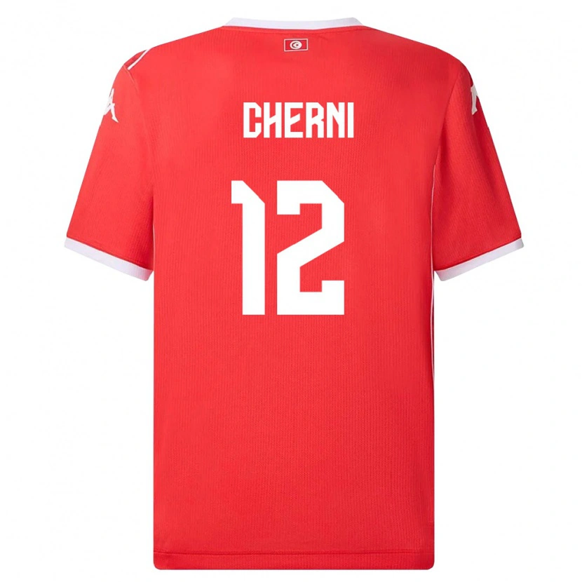 Danxen Mujer Camiseta Túnez Amin Cherni #12 Rojo Blanco 1ª Equipación 26-28 La Camisa