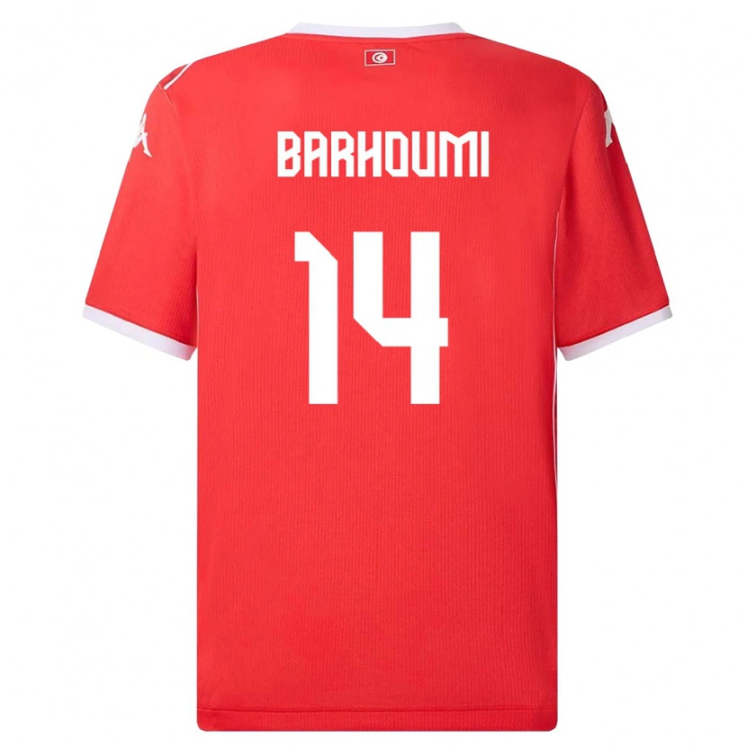 Danxen Mujer Camiseta Túnez Salah Barhoumi #14 Rojo Blanco 1ª Equipación 26-28 La Camisa