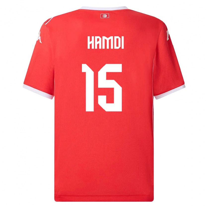 Danxen Mujer Camiseta Túnez Hanna Hamdi #15 Rojo Blanco 1ª Equipación 26-28 La Camisa