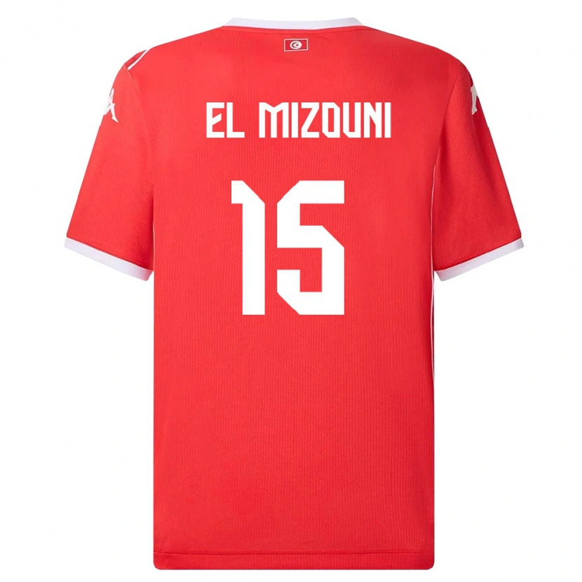 Danxen Mujer Camiseta Túnez Idris El Mizouni #15 Rojo Blanco 1ª Equipación 26-28 La Camisa
