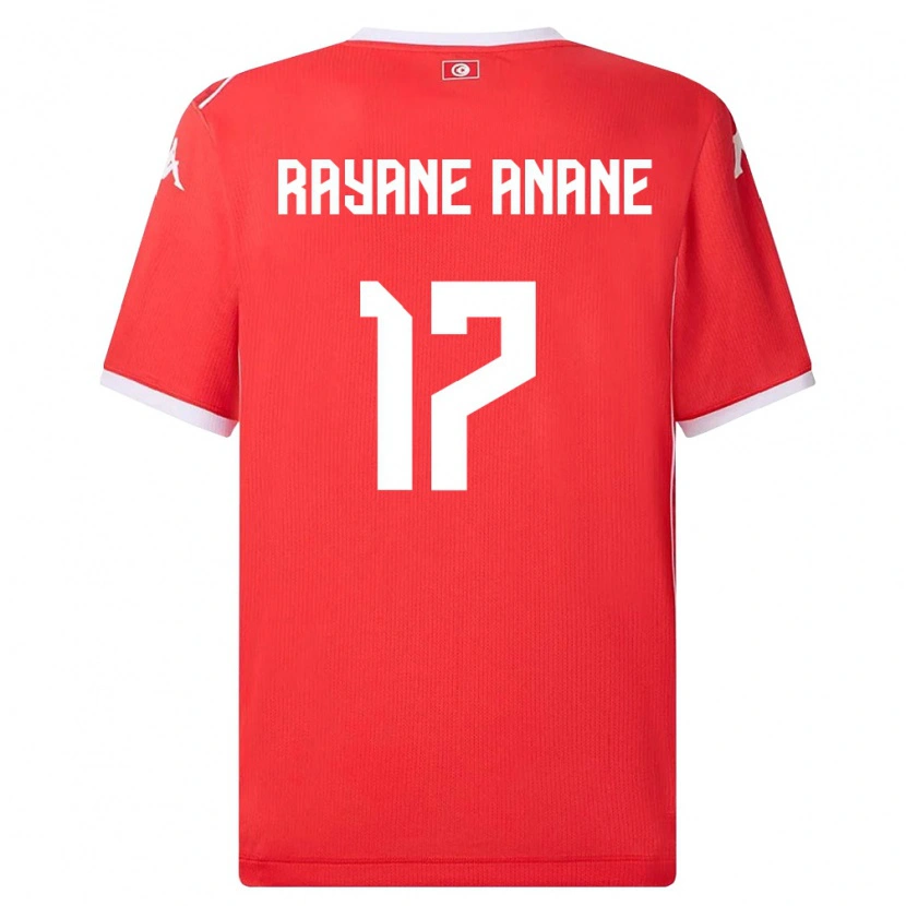 Danxen Mujer Camiseta Túnez Mohamed Rayane Anane #17 Rojo Blanco 1ª Equipación 26-28 La Camisa