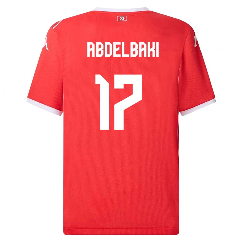 Danxen Mujer Camiseta Túnez Aziz Abdelbaki #17 Rojo Blanco 1ª Equipación 26-28 La Camisa