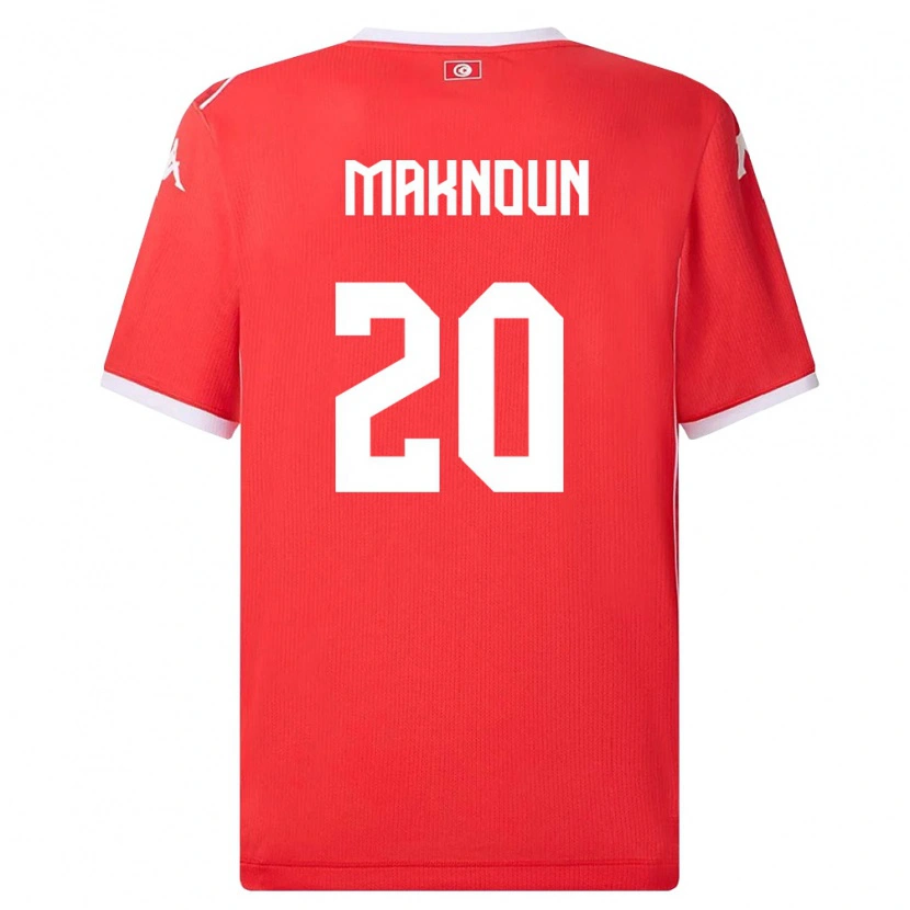 Danxen Mujer Camiseta Túnez Leila Maknoun #20 Rojo Blanco 1ª Equipación 26-28 La Camisa