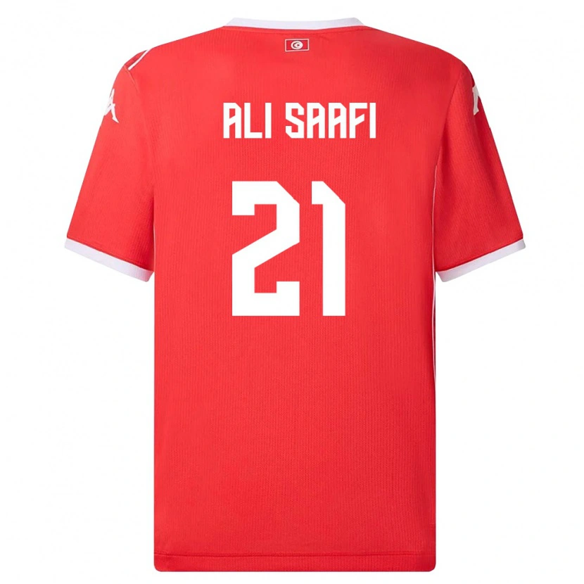 Danxen Mujer Camiseta Túnez Mohamed Ali Saafi #21 Rojo Blanco 1ª Equipación 26-28 La Camisa