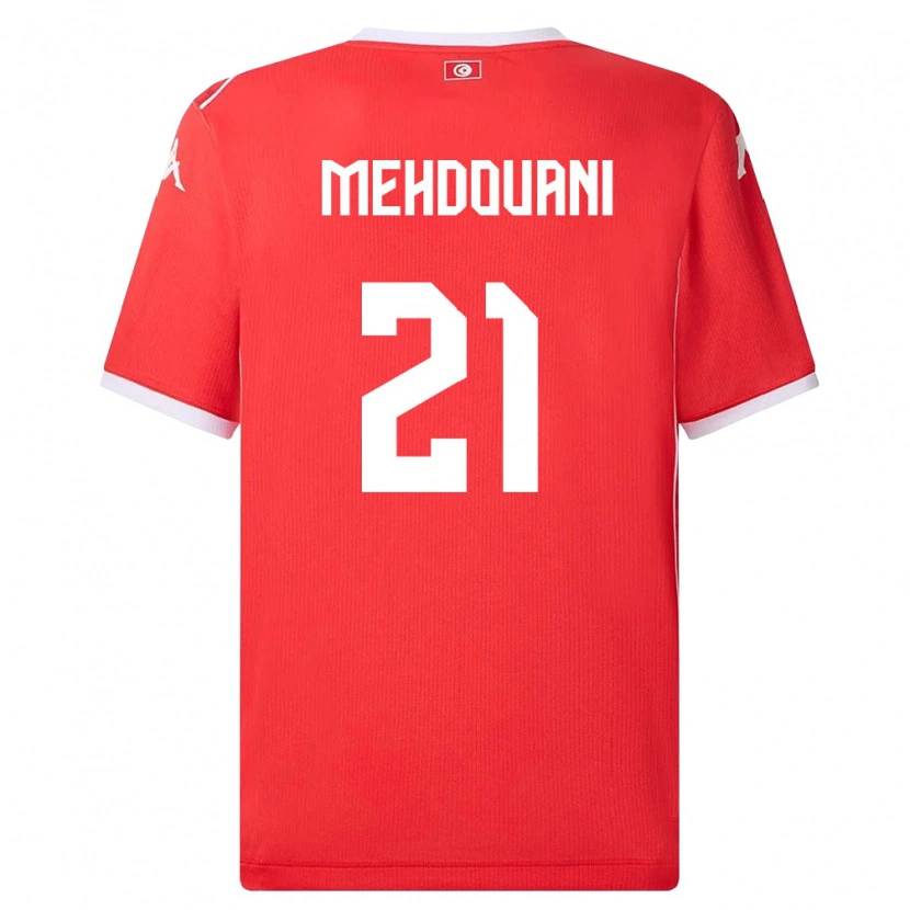 Danxen Mujer Camiseta Túnez Firas Mehdouani #21 Rojo Blanco 1ª Equipación 26-28 La Camisa