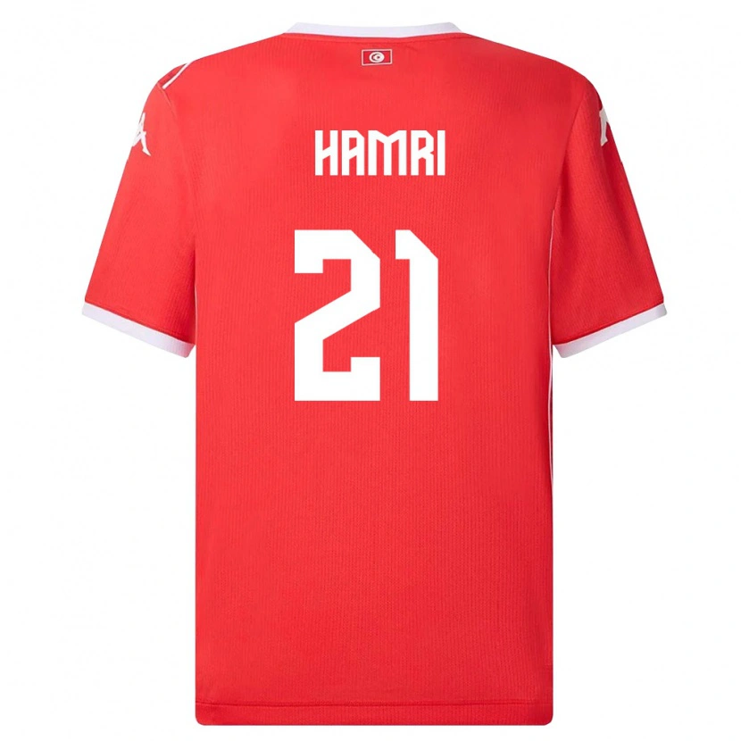 Danxen Mujer Camiseta Túnez Rabii Hamri #21 Rojo Blanco 1ª Equipación 26-28 La Camisa