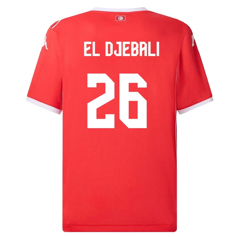 Danxen Mujer Camiseta Túnez Chaim El Djebali #26 Rojo Blanco 1ª Equipación 26-28 La Camisa