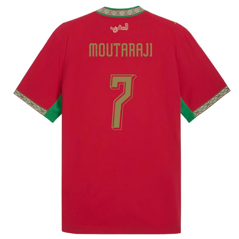 Danxen Mujer Camiseta Marruecos Ismail Moutaraji #7 Rojo Verde Blanco 1ª Equipación 26-28 La Camisa