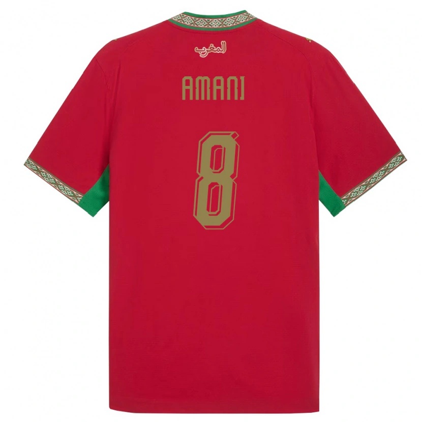 Danxen Mujer Camiseta Marruecos Salma Amani #8 Rojo Verde Blanco 1ª Equipación 26-28 La Camisa