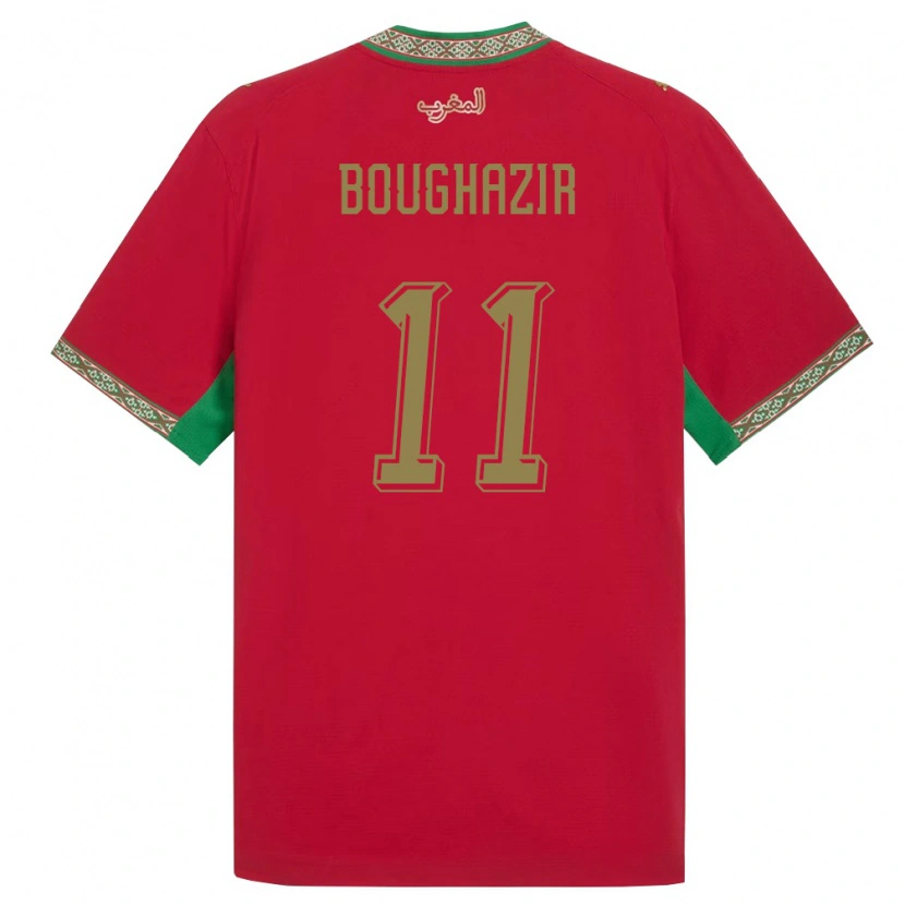 Danxen Mujer Camiseta Marruecos Adam Boughazir #11 Rojo Verde Blanco 1ª Equipación 26-28 La Camisa