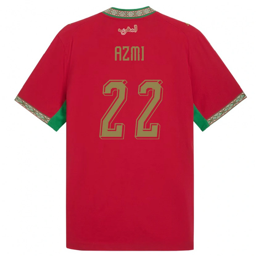 Danxen Mujer Camiseta Marruecos Ahmed Azmi #22 Rojo Verde Blanco 1ª Equipación 26-28 La Camisa