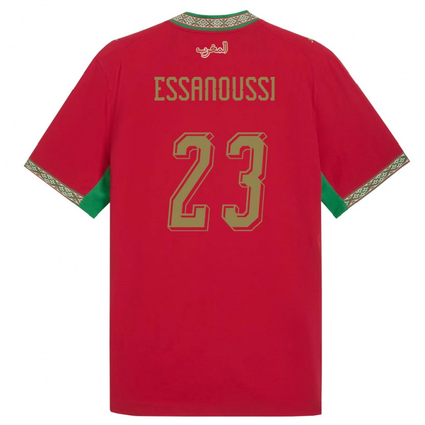 Danxen Mujer Camiseta Marruecos Zakariya Essanoussi #23 Rojo Verde Blanco 1ª Equipación 26-28 La Camisa