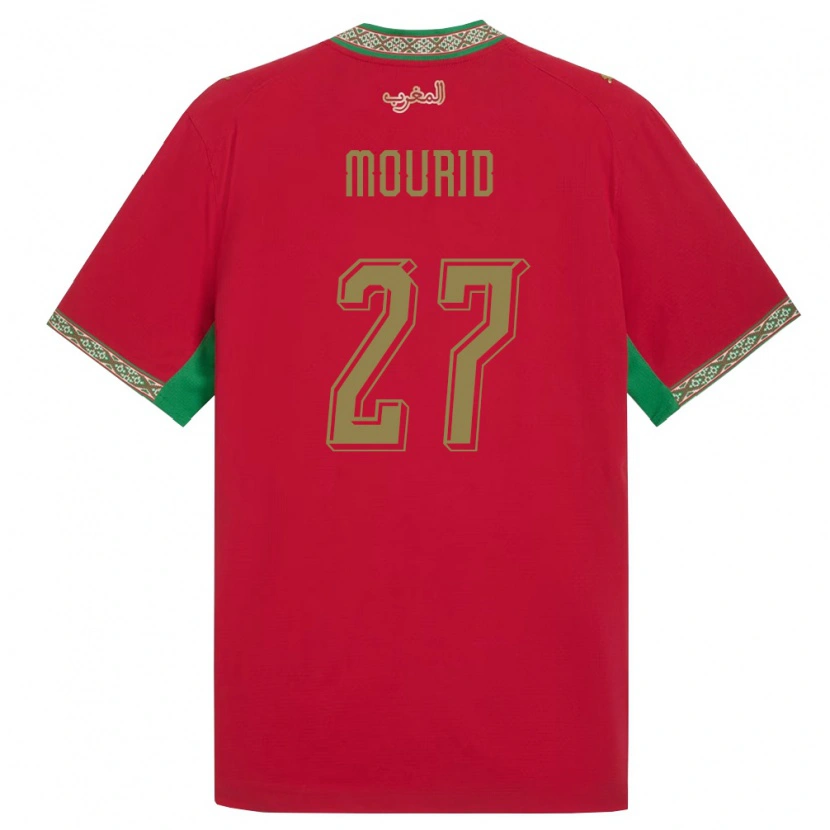 Danxen Mujer Camiseta Marruecos Aymane Mourid #27 Rojo Verde Blanco 1ª Equipación 26-28 La Camisa