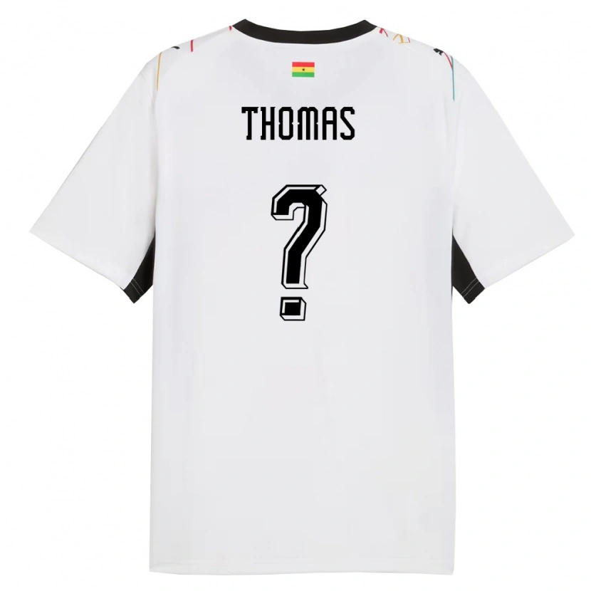 Danxen Mujer Camiseta Ghana Thomas Partey #0 Blanco Negro Amarillo 1ª Equipación 26-28 La Camisa