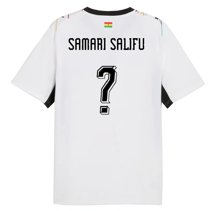 Danxen Mujer Camiseta Ghana Abass Samari Salifu #0 Blanco Negro Amarillo 1ª Equipación 26-28 La Camisa
