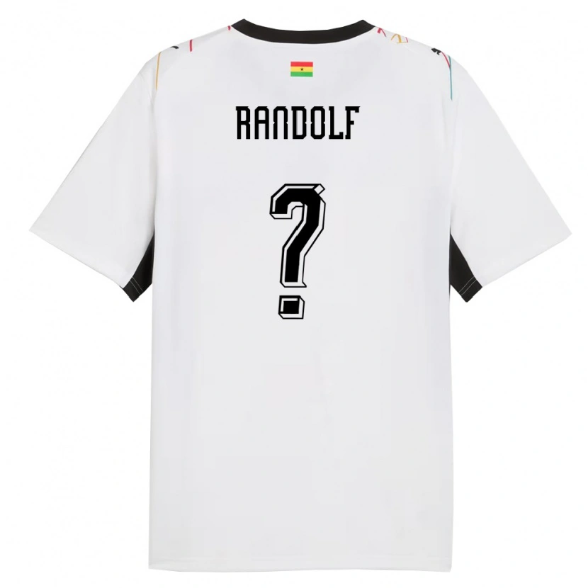 Danxen Mujer Camiseta Ghana Augustine Randolf #0 Blanco Negro Amarillo 1ª Equipación 26-28 La Camisa