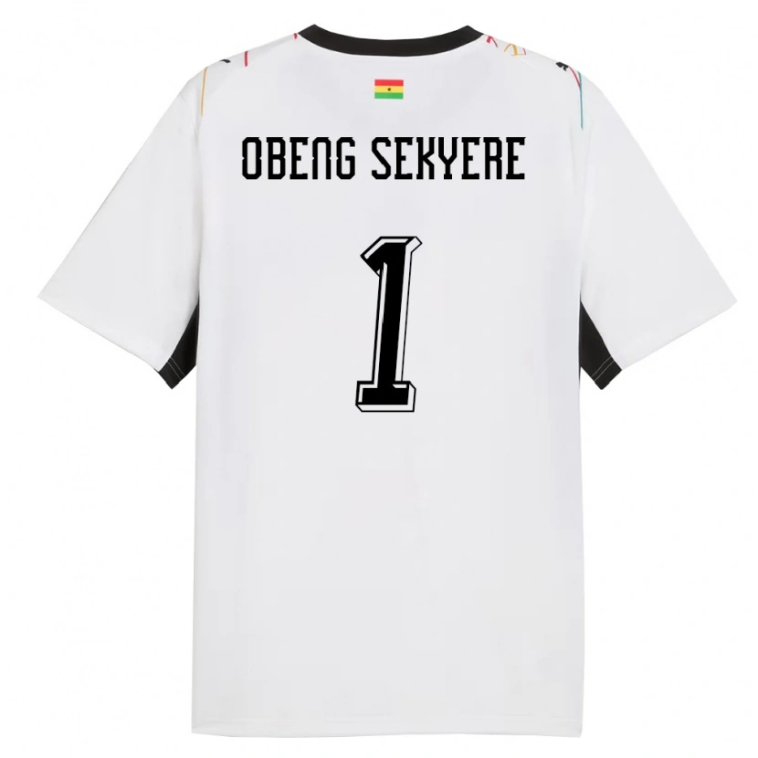 Danxen Mujer Camiseta Ghana Gregory Obeng Sekyere #1 Blanco Negro Amarillo 1ª Equipación 26-28 La Camisa