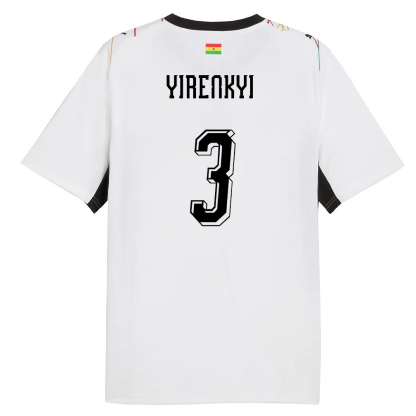 Danxen Mujer Camiseta Ghana Caleb Yirenkyi #3 Blanco Negro Amarillo 1ª Equipación 26-28 La Camisa