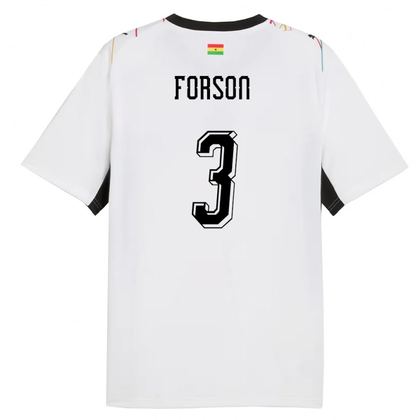 Danxen Mujer Camiseta Ghana Amankwah Forson #3 Blanco Negro Amarillo 1ª Equipación 26-28 La Camisa
