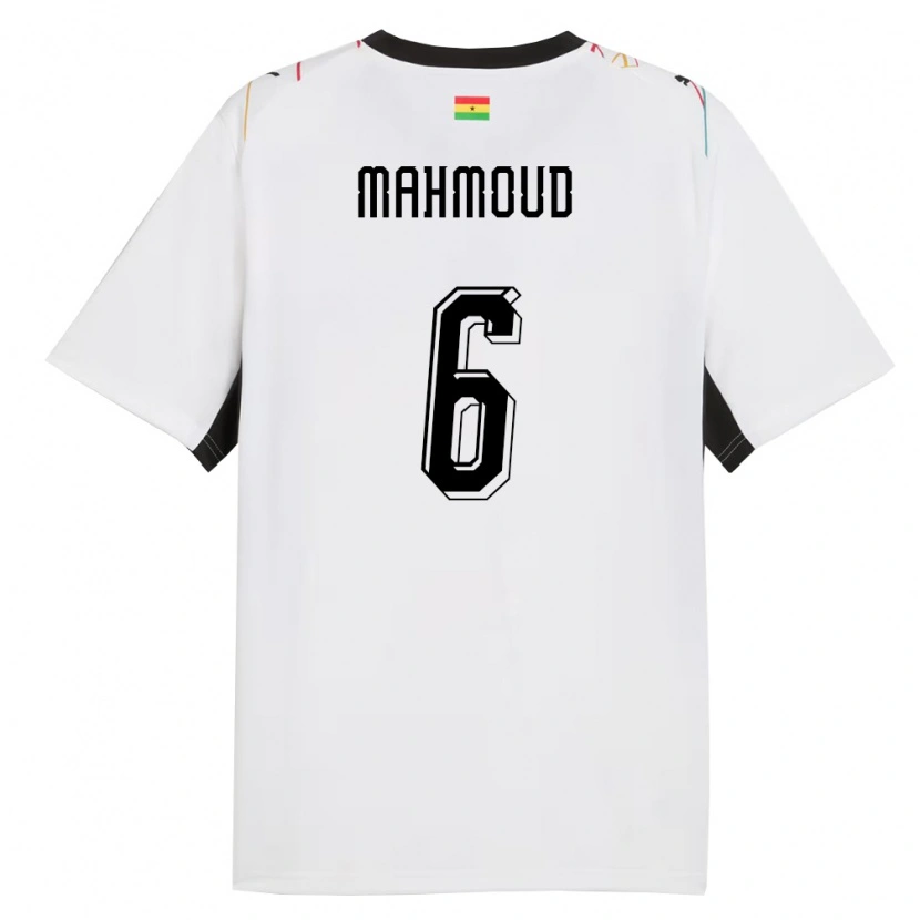 Danxen Mujer Camiseta Ghana Mohaison Mahmoud #6 Blanco Negro Amarillo 1ª Equipación 26-28 La Camisa