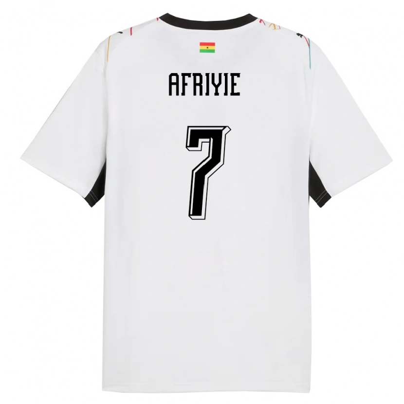 Danxen Mujer Camiseta Ghana Jerry Afriyie #7 Blanco Negro Amarillo 1ª Equipación 26-28 La Camisa