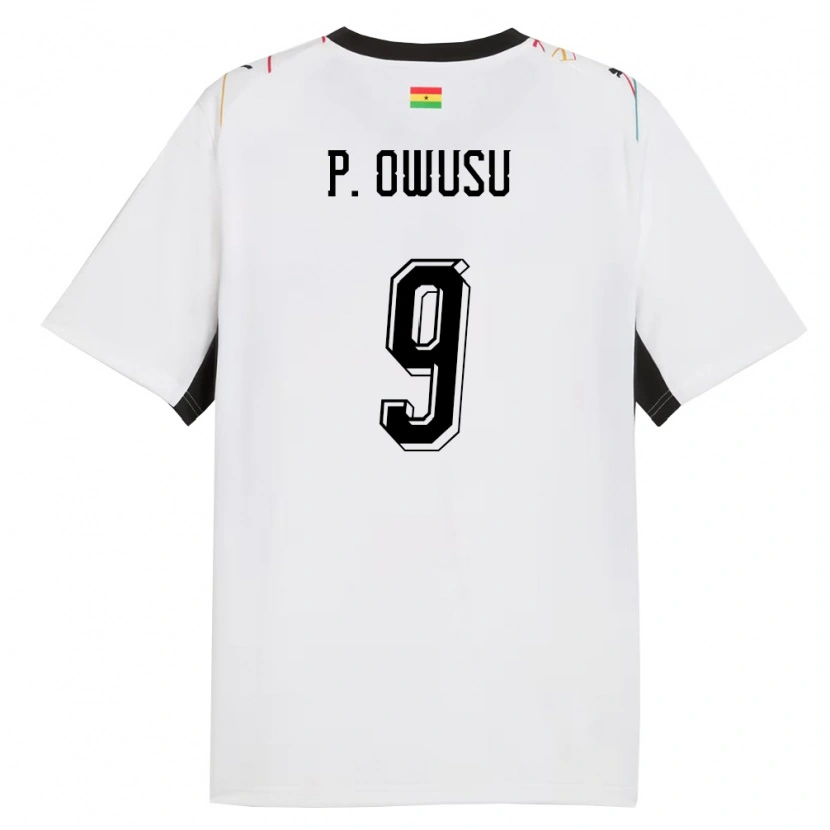 Danxen Mujer Camiseta Ghana Prince Osei Owusu #9 Blanco Negro Amarillo 1ª Equipación 26-28 La Camisa