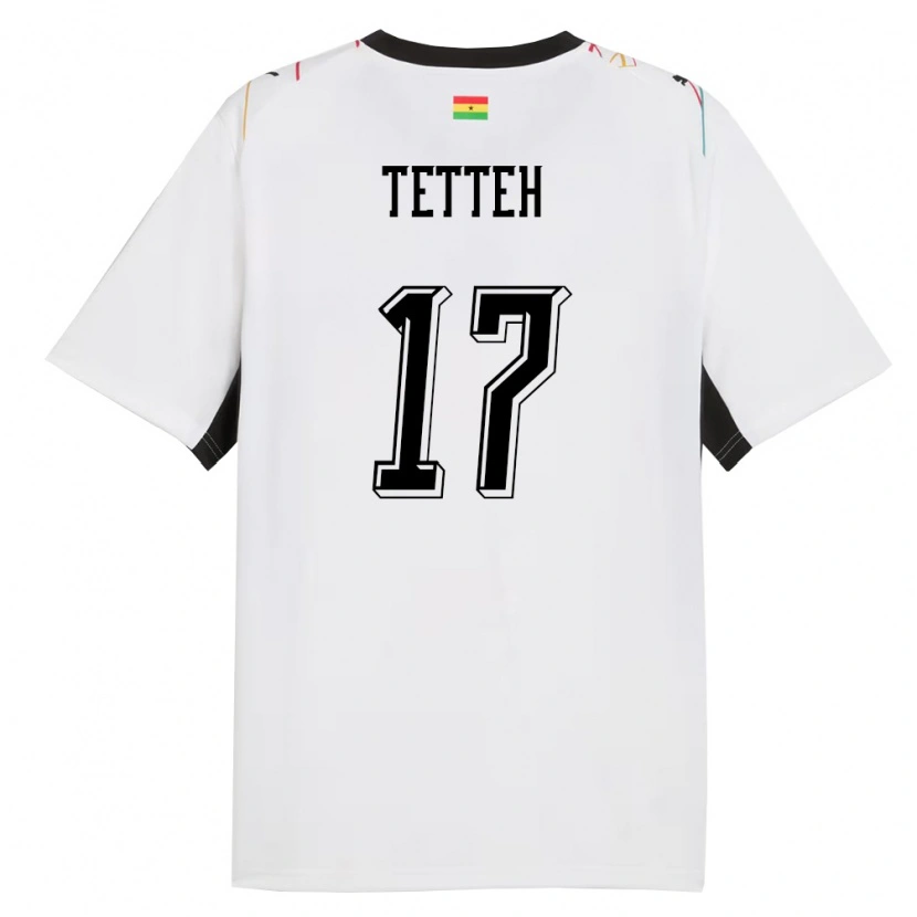 Danxen Mujer Camiseta Ghana Benjamin Tetteh #17 Blanco Negro Amarillo 1ª Equipación 26-28 La Camisa