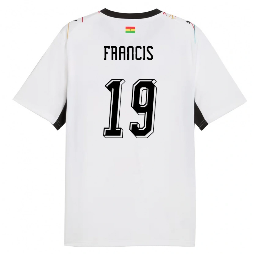 Danxen Mujer Camiseta Ghana Abu Francis #19 Blanco Negro Amarillo 1ª Equipación 26-28 La Camisa