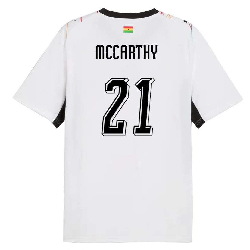 Danxen Mujer Camiseta Ghana Kerrie Mccarthy #21 Blanco Negro Amarillo 1ª Equipación 26-28 La Camisa