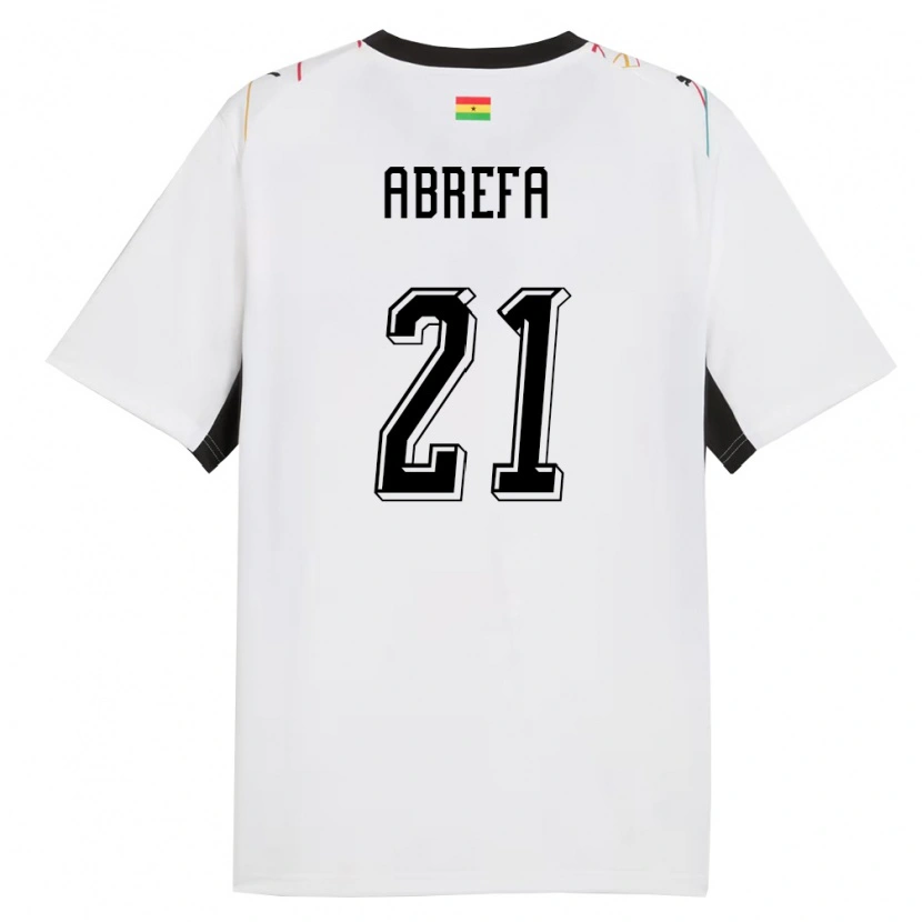 Danxen Mujer Camiseta Ghana Kelvin Abrefa #21 Blanco Negro Amarillo 1ª Equipación 26-28 La Camisa
