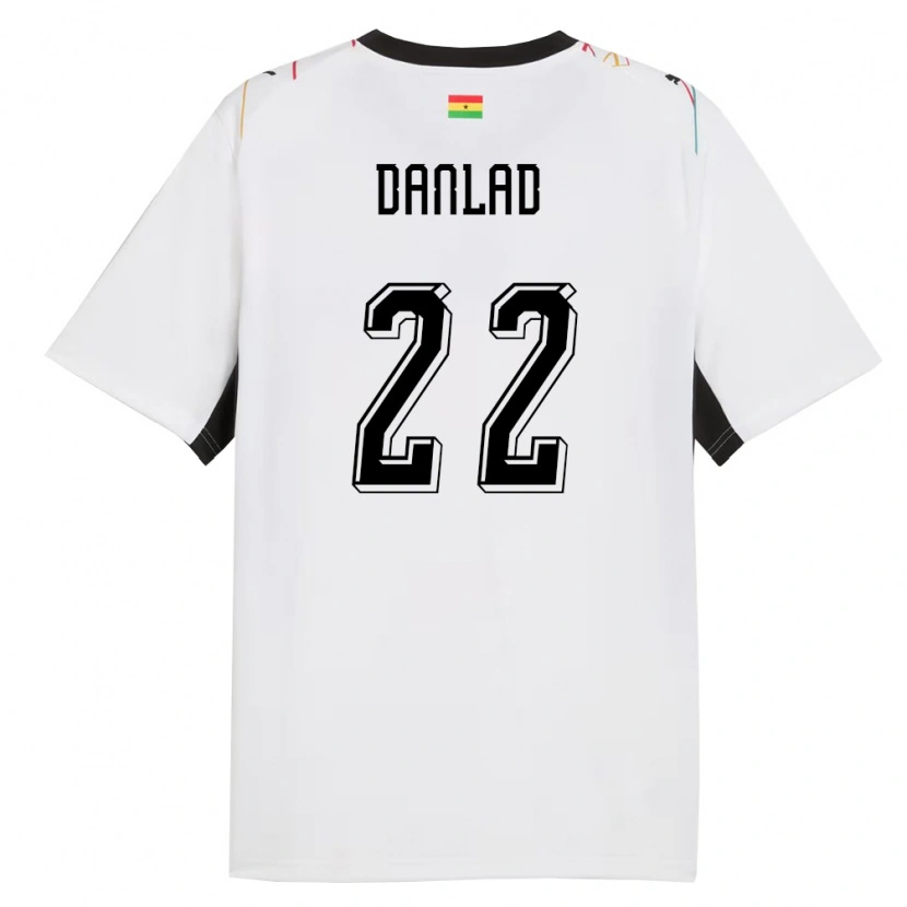 Danxen Mujer Camiseta Ghana Ibrahim Danlad #22 Blanco Negro Amarillo 1ª Equipación 26-28 La Camisa