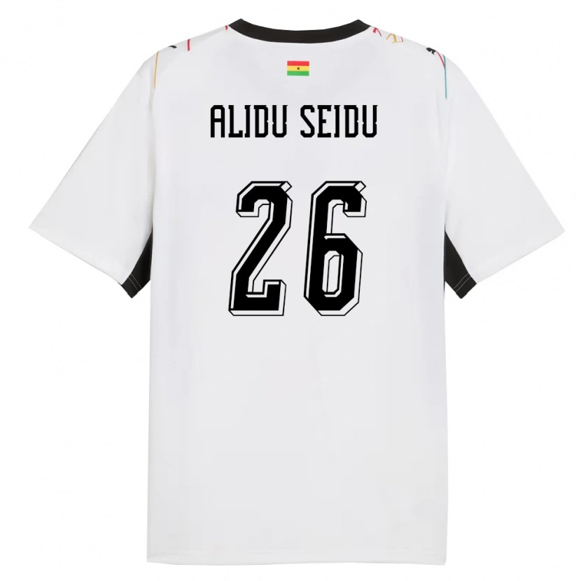 Danxen Mujer Camiseta Ghana Alidu Seidu #26 Blanco Negro Amarillo 1ª Equipación 26-28 La Camisa