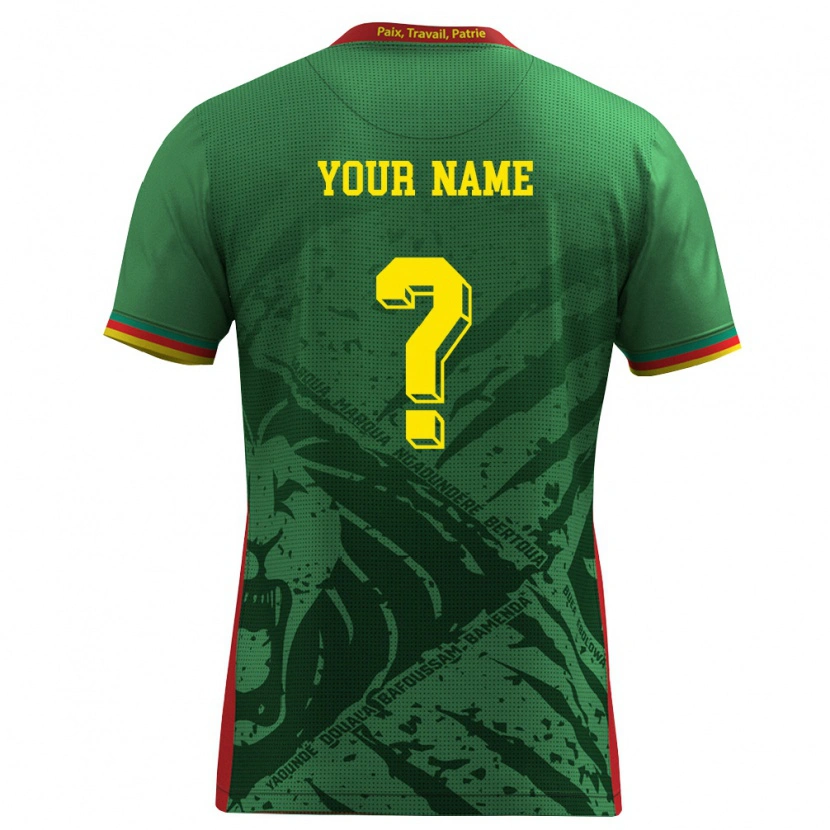 Danxen Mujer Camiseta Camerún Su Nombre #0 Verde Amarillo Rojo 1ª Equipación 26-28 La Camisa