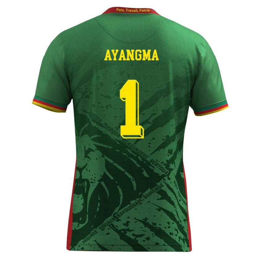 Danxen Mujer Camiseta Camerún Pauline Ayangma #1 Verde Amarillo Rojo 1ª Equipación 26-28 La Camisa